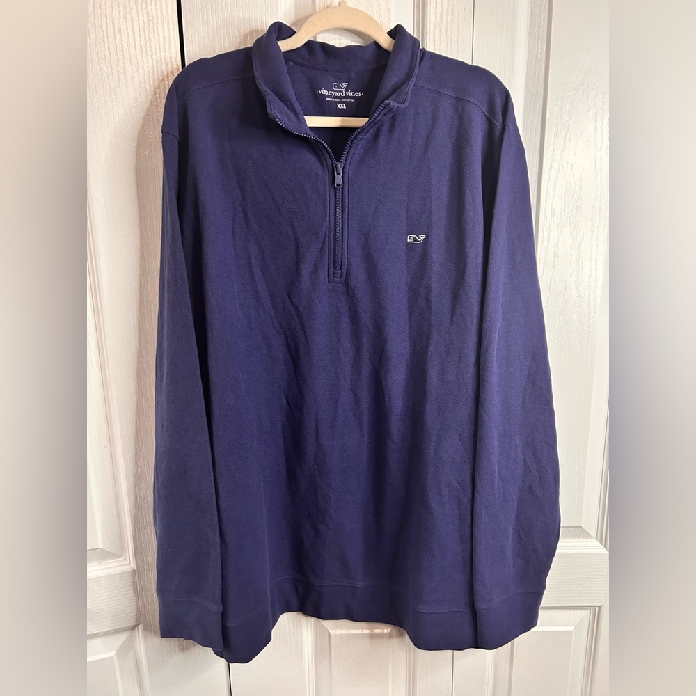 Vineyard Vines Jacket Sweater‎ Mens XXL Blue Pullover 1/4 Zip 100% Pima Cotton